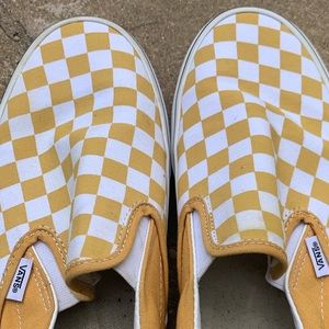 Yellow&White Checkered Vans